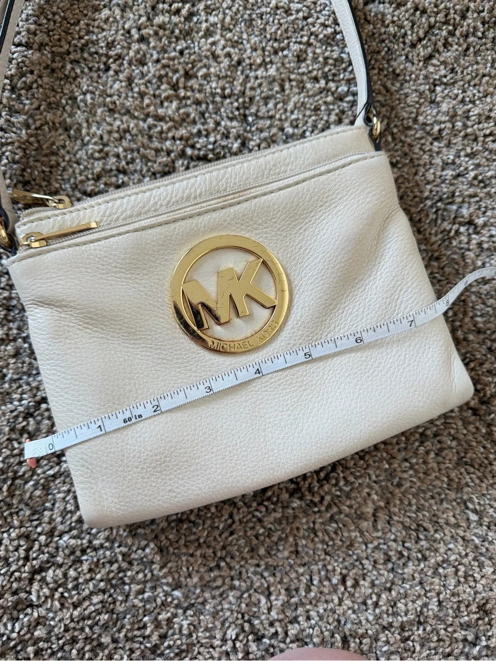 MICHAEL KORS Fulton Crossbody Pebbled Leather Bag Vanilla